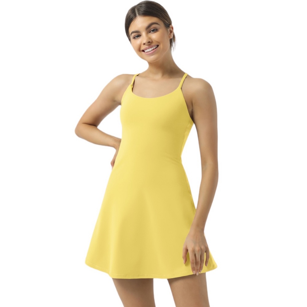 HALARA Yellow Sundress A-line Spaghetti Strap Mini